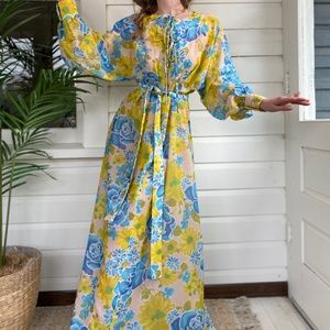 Vintage 1960s/1970s Floral Balloon Sleeve Dress